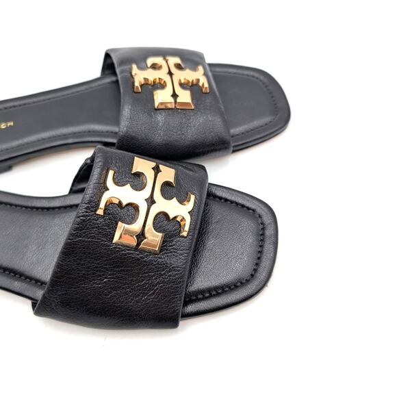 Tory Burch Eleanor Slide Sandals Women's Perfect Black/Gold Size US8M EU38.5 - Picture 9 of 13